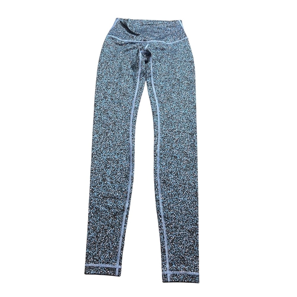 Lululemon Wunder Under Flashback‎ Static Powder Pink Kayak Blue leggings size 6